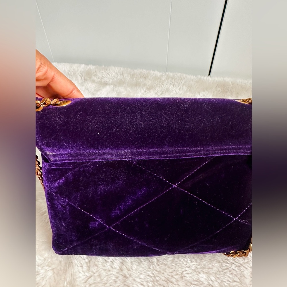 Purple Velvet purse with Gold chain handle - Picture 10 of 15